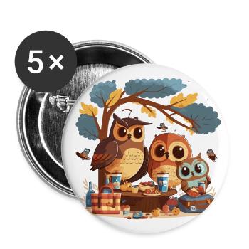 Eulenartiger Familienspaß - Buttons klein 25 mm (5er Pack) - Weiß - Vorne