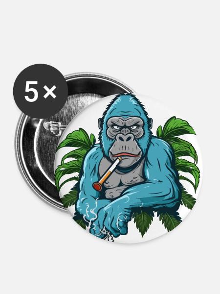 Stumpfer Gorilla - Buttons klein 25 mm (5er Pack) - Weiß