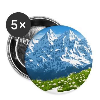 EDELWEISS WIESE BERG ALPENPANORAMA - Buttons klein 25 mm (5er Pack) - Weiß - Vorne