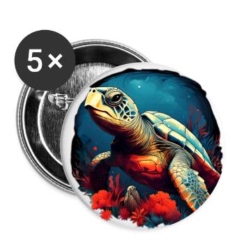 Beautiful turtle - Buttons small 1''/25 mm (5-pack) - white - Front