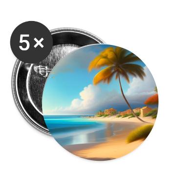 Sur la plage - Lot de 5 petits badges (25 mm) - blanc - Devant