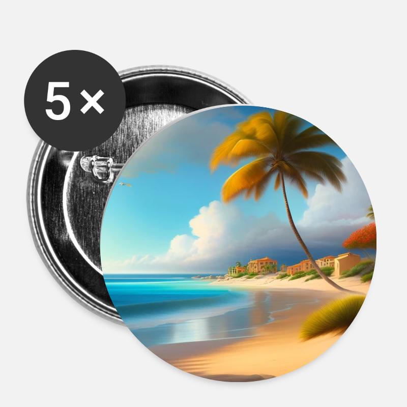 On the beach - Buttons small 1''/25 mm (5-pack) - white