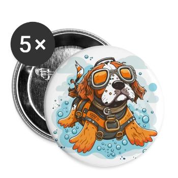 Courage canin - Lot de 5 petits badges (25 mm) - blanc - Devant