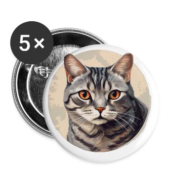 Chat américain à poil court - Lot de 5 petits badges (25 mm) - blanc - Devant
