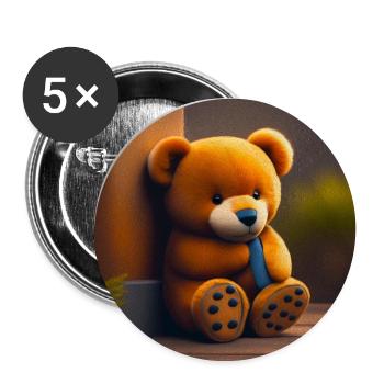 Teddybär - Buttons klein 25 mm (5er Pack) - Weiß - Vorne