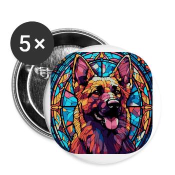Colorful German Shepherd Dog Breed Watercolor Glas - Buttons small 1''/25 mm (5-pack) - white - Front