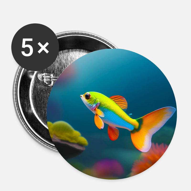 Guppy - Lot de 5 petits badges (25 mm) - blanc