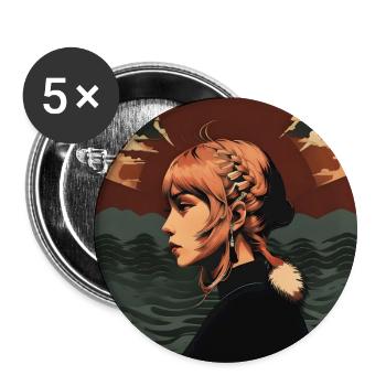 Art du minimalisme japonais - Lot de 5 petits badges (25 mm) - blanc - Devant