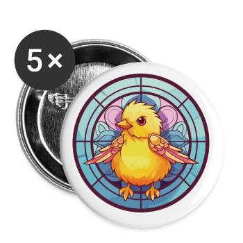 Chick Colorful Watercolor Animal Pet Illustration - Buttons small 1''/25 mm (5-pack) - white - Front