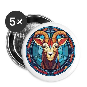 Goat Colorful Watercolor Animal Pet Illustration - Buttons small 1''/25 mm (5-pack) - white - Front