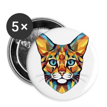 Bengalkatze Bunte Aquarell-Tierillustration - Buttons klein 25 mm (5er Pack) - Weiß - Vorne