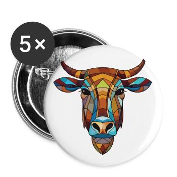 Vache Aquarelle colorée Animal Animal Illustration - Lot de 5 petits badges (25 mm) - blanc - Devant