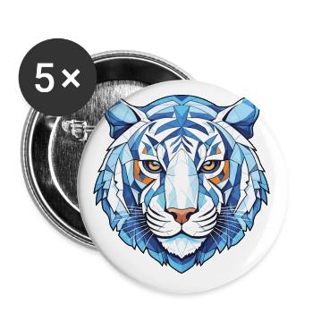Bleu Tigre Aquatique Aquarelle Coloré Animal Pet - Lot de 5 petits badges (25 mm) - blanc - Devant