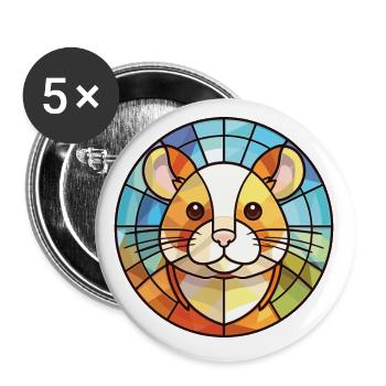 Hamster Colorful Watercolor Animal Illustration - Buttons small 1''/25 mm (5-pack) - white - Front