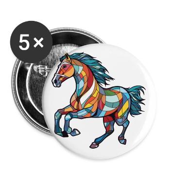 Pferd Laufender Galopp Buntes Aquarell Tier - Buttons klein 25 mm (5er Pack) - Weiß - Vorne