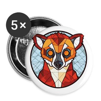 Red Vari Lemur Coloré Aquarelle Animal Cartoon - Lot de 5 petits badges (25 mm) - blanc - Devant