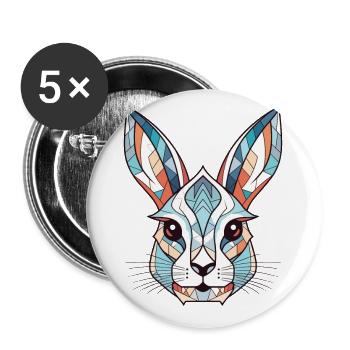 White Rabbit Colorful Watercolor Animal Cartoon - Buttons small 1''/25 mm (5-pack) - white - Front