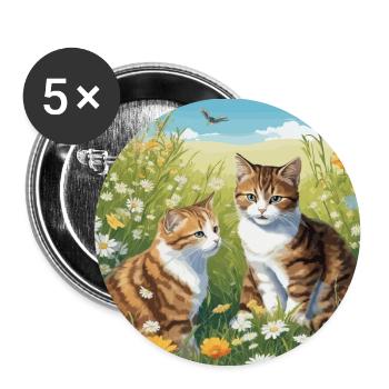 Cat meadow - Buttons small 1''/25 mm (5-pack) - white - Front
