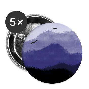 Vögel während dem Sonnenaufgang hinter Hügeln - Buttons klein 25 mm (5er Pack) - Weiß - Vorne