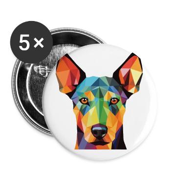 Dobermann Terrier Hund Buntes Aquarell Tier - Buttons klein 25 mm (5er Pack) - Weiß - Vorne