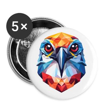 Bird Colorful Watercolor Animal Pet Illustration - Buttons small 1''/25 mm (5-pack) - white - Front