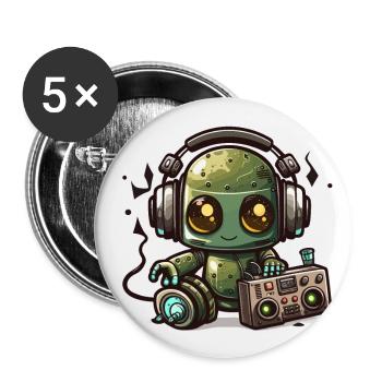 Beats and Bots - Buttons small 1''/25 mm (5-pack) - white - Front