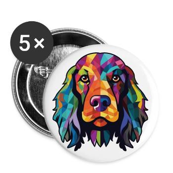 English Cocker Spaniel Dog Colorful Watercolor Pet - Lot de 5 petits badges (25 mm) - blanc - Devant