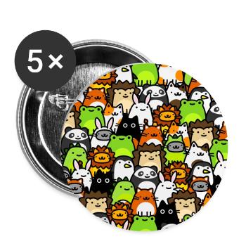 Cute Animal Doodle Collection ! Adorable Drawing - Buttons small 1''/25 mm (5-pack) - white - Front