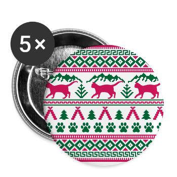 Weihnachtskatze Hässlicher Weihnachtspullover Geschenk - Buttons klein 25 mm (5er Pack) - Weiß - Vorne