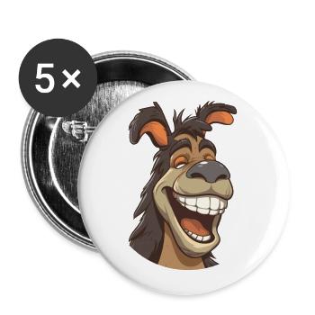 Donkey Cartoon Kawaii Aquarelle Illustration - Lot de 5 petits badges (25 mm) - blanc - Devant