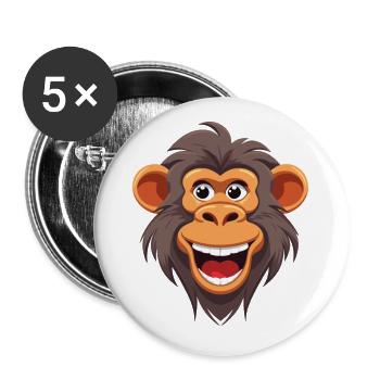Baboon Cartoon Kawaii Watercolor Illustration - Buttons small 1''/25 mm (5-pack) - white - Front
