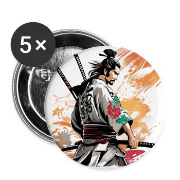 samurai with swords graphic - Buttons small 1''/25 mm (5-pack) - white - Front