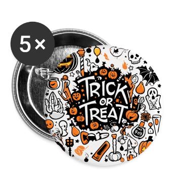 Trick or treat - Buttons small 1''/25 mm (5-pack) - white - Front