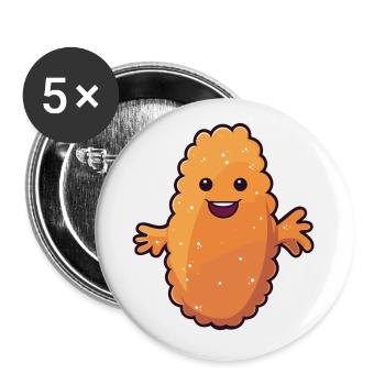 Dessin animé de concombre de mer Kawaii Illustration colorée - Lot de 5 petits badges (25 mm) - blanc - Devant