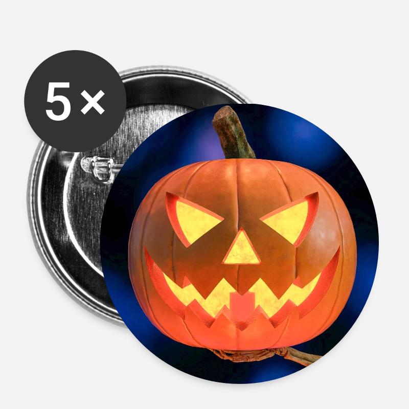 Halloween Pumpkin - Pumpkin Lantern - Buttons small 1''/25 mm (5-pack) - white