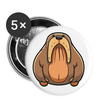 Walrus Cartoon Kawaii Watercolor Illustration - Buttons small 1''/25 mm (5-pack) - white - Front