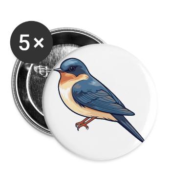 Schwalbenkarikatur Kawaii Aquarellillustration - Buttons klein 25 mm (5er Pack) - Weiß - Vorne