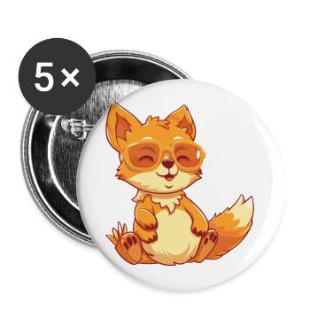 Fuchs Lustige Karikatur Kawaii Strand Illustration - Buttons klein 25 mm (5er Pack) - Weiß - Vorne