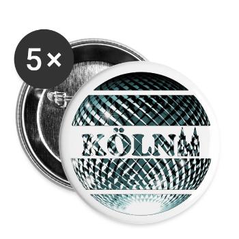 Logo de Cologne avec boule disco bleu platine - Lot de 5 petits badges (25 mm) - blanc - Devant