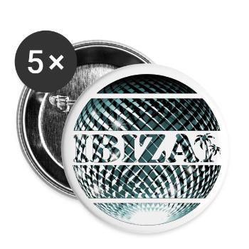 Ibiza Elegant Platinum Blue Disco Ball - Lot de 5 petits badges (25 mm) - blanc - Devant