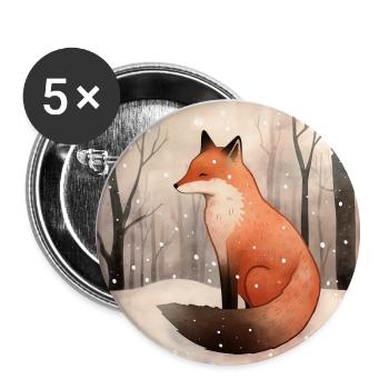Fuchs im Winter - Buttons klein 25 mm (5er Pack) - Weiß - Vorne