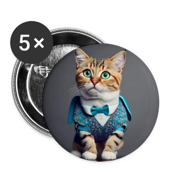 cat green eyes - Buttons small 1''/25 mm (5-pack) - white - Front