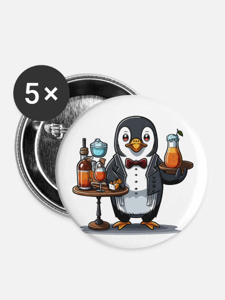 Pinguine gießen - Buttons klein 25 mm (5er Pack) - Weiß