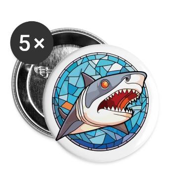 Hai buntes Aquarell Tier Haustier Illustration - Buttons klein 25 mm (5er Pack) - Weiß - Vorne