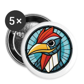 Illustration animale aquarelle colorée de pic - Lot de 5 petits badges (25 mm) - blanc - Devant