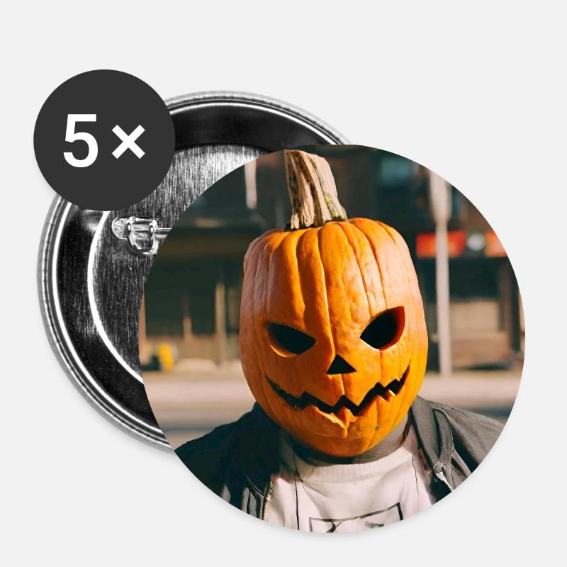 Pumpkin Head - Buttons small 1''/25 mm (5-pack) - white