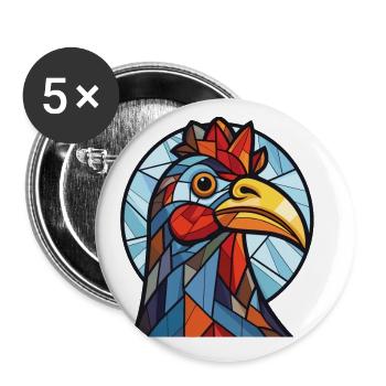 Chicken Colorful Watercolor Animal Illustration - Buttons small 1''/25 mm (5-pack) - white - Front