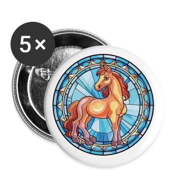 Poney Bébé Cheval Aquarelle Colorée Animal Cartoon - Lot de 5 petits badges (25 mm) - blanc - Devant