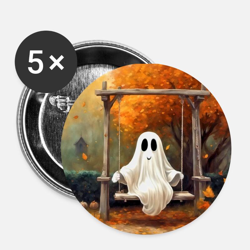 Balançoires d’automne - Lot de 5 petits badges (25 mm) - blanc