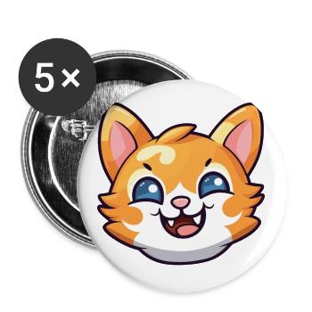 Bambino chat dessin animé illustration à l’aquarelle - Lot de 5 petits badges (25 mm) - blanc - Devant